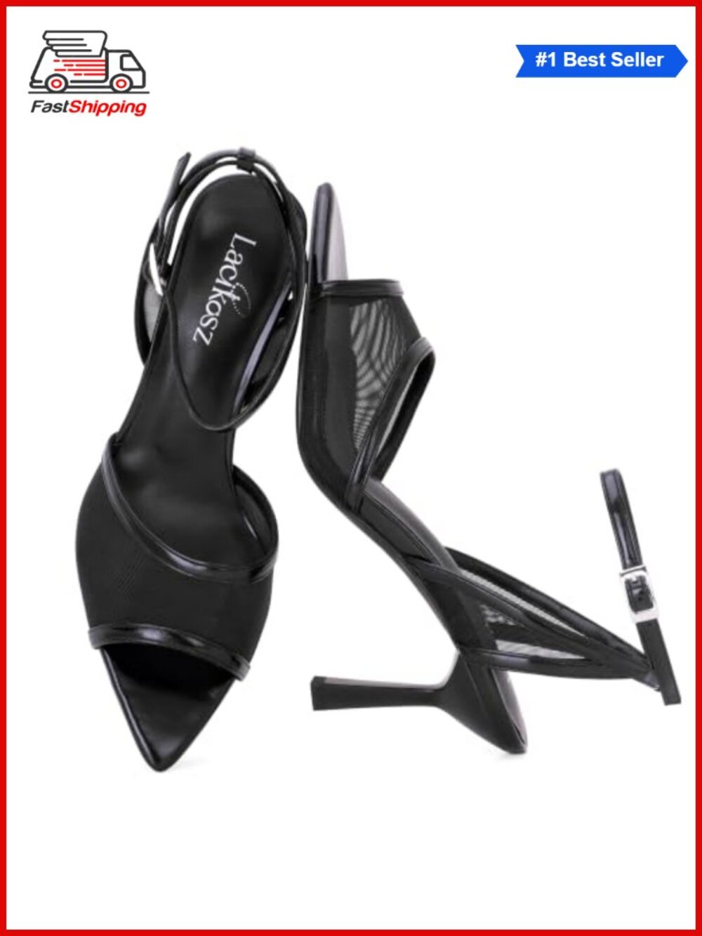 Women's Strappy Heeled Sandals Faux Leather Open Toe Ankle Strap Wedding Heels